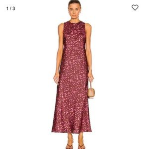 Asceno Burgundy Silk Dress